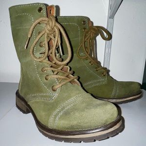 Steve Madden Olive Green Fame Suede Combat Boots